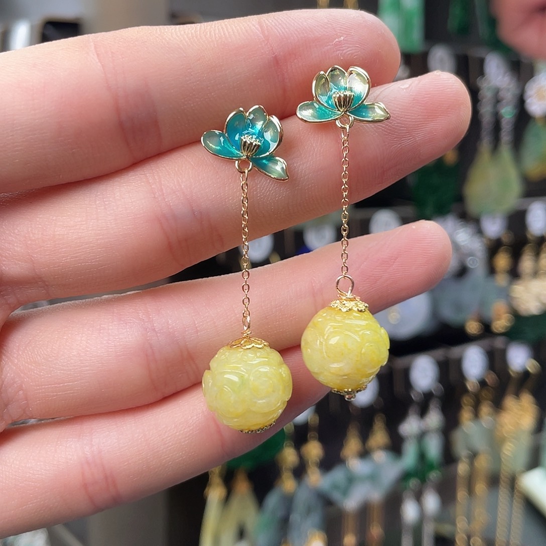 翡翠未镶嵌耳饰089hf