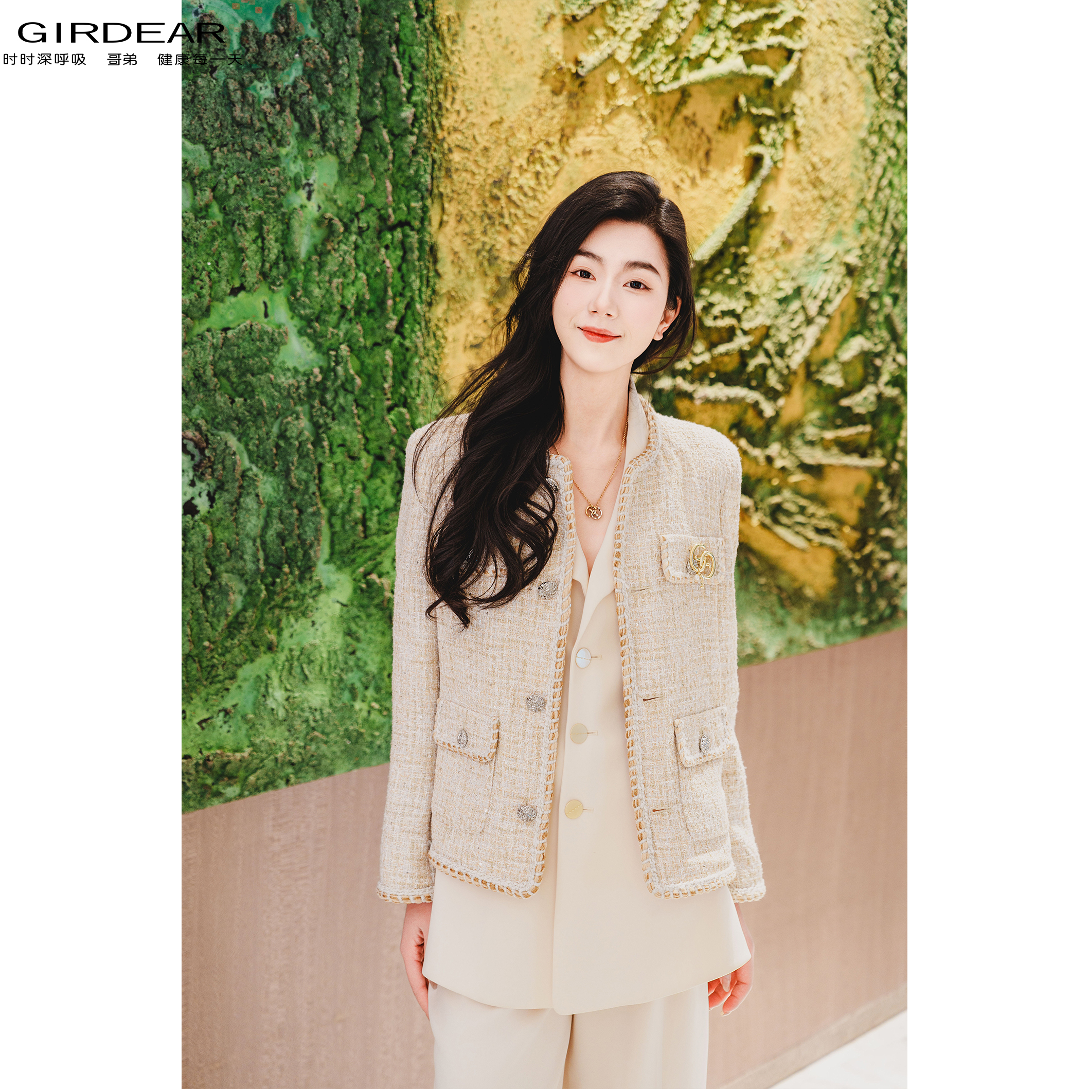 GIRDEAR/哥弟千金公主风气质圆领时尚精致亮片小香风外套 1400642