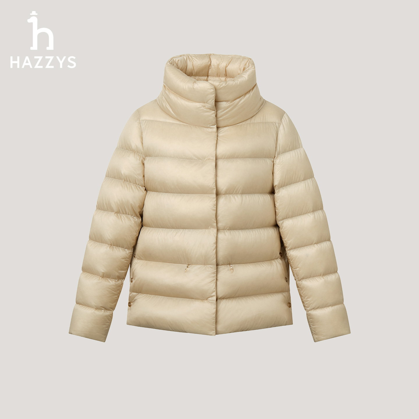 【商场同款】HAZZYS哈吉斯女士冬季鹅绒羽绒服时尚休闲短款保暖外套