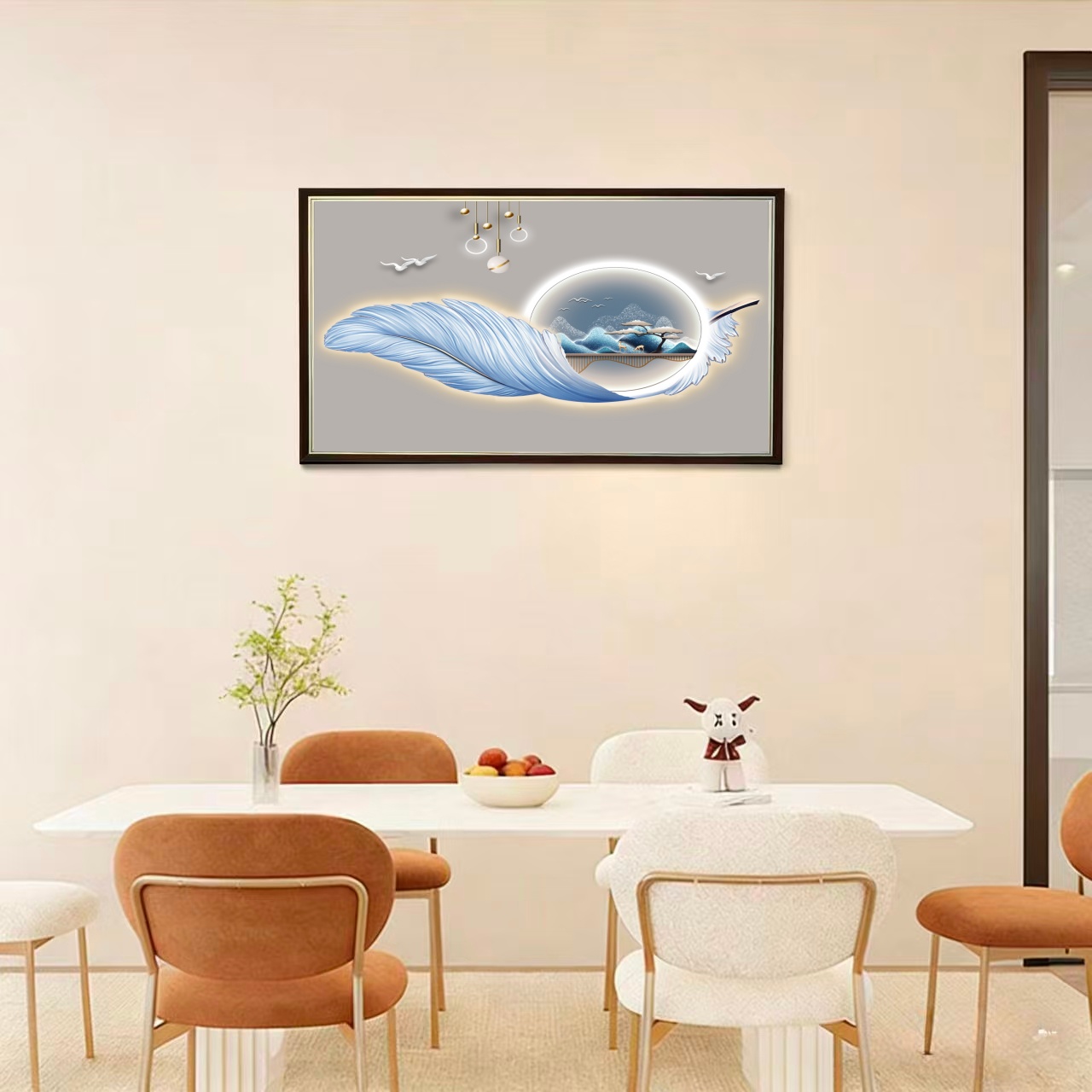【B44款】羽毛温馨装饰画餐厅背景墙玄关柜卧室挂画摆画