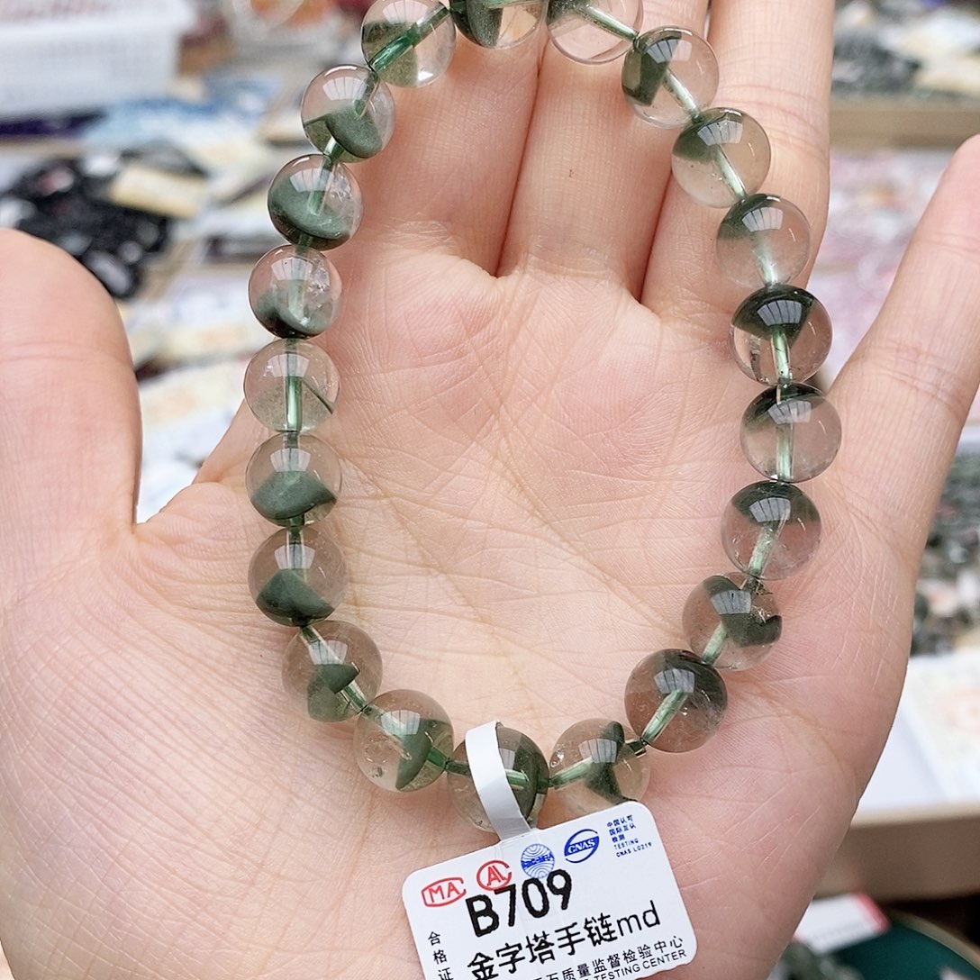 水晶手链未镶嵌B709 金字塔 绿幽灵 10m