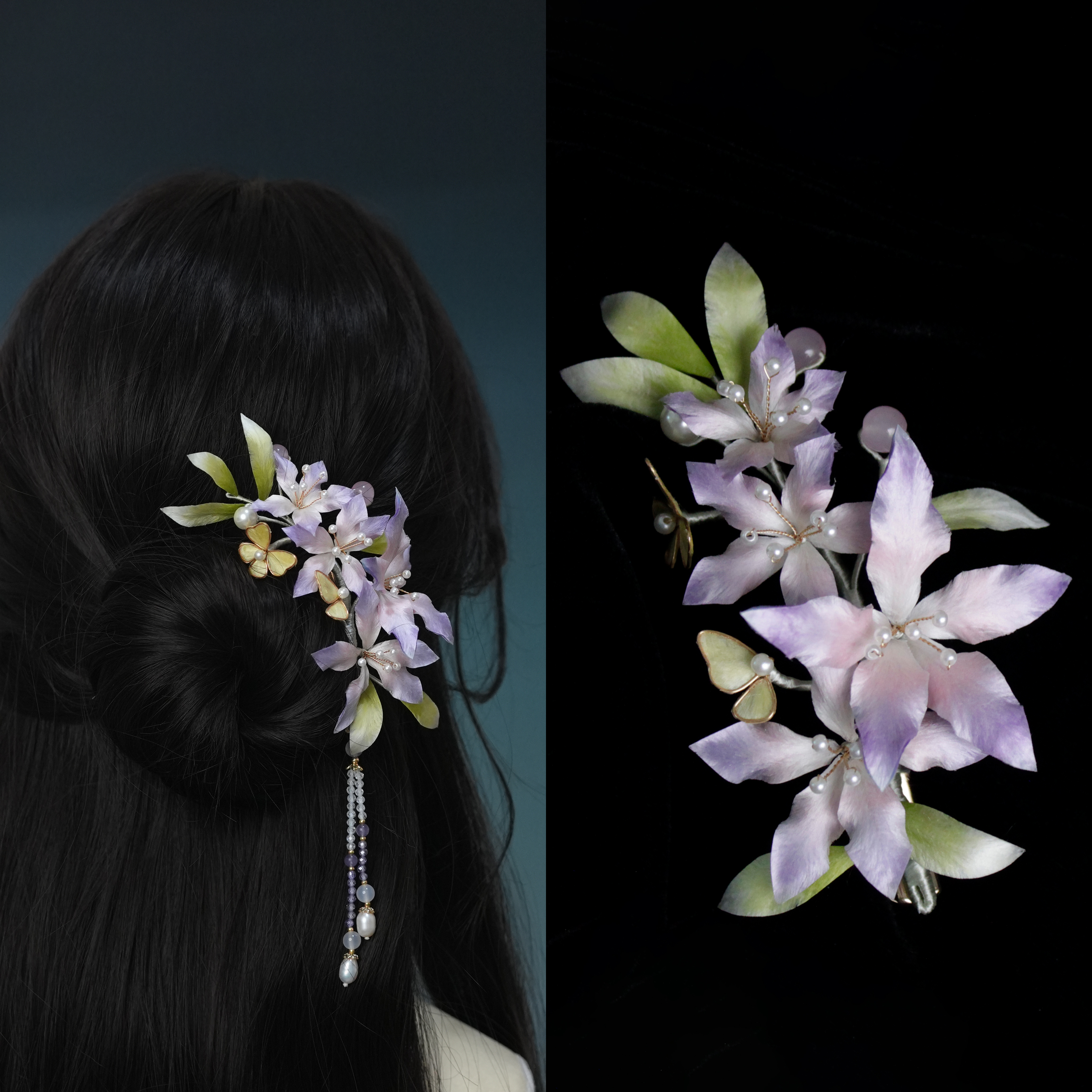 【百合】绒华满筑非遗古风桑蚕丝绒花发夹鸭嘴夹日常百搭新中式