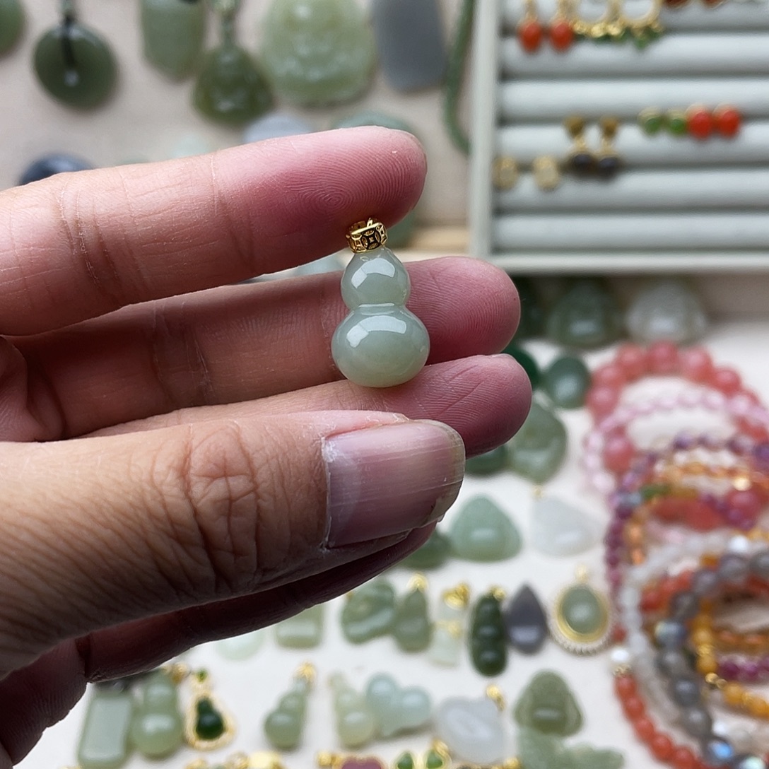 和田玉银S925镶嵌吊坠(不含链)