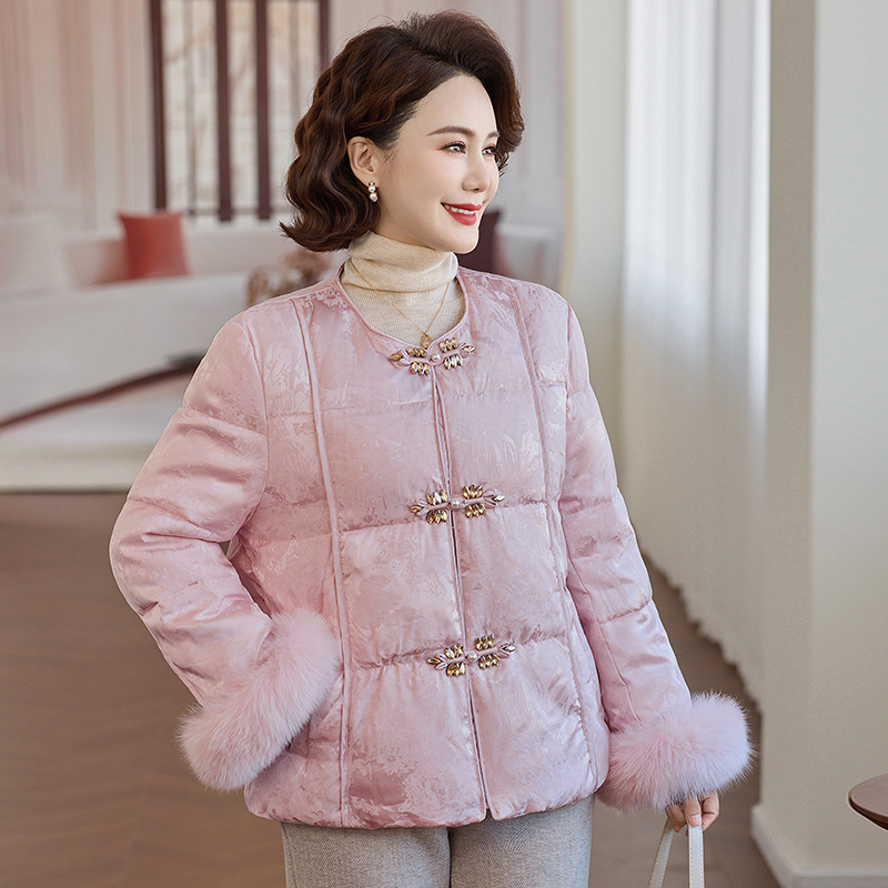 新款国风短款90白鸭绒羽绒服狐狸毛冬季百搭女款保暖时尚秋冬外套