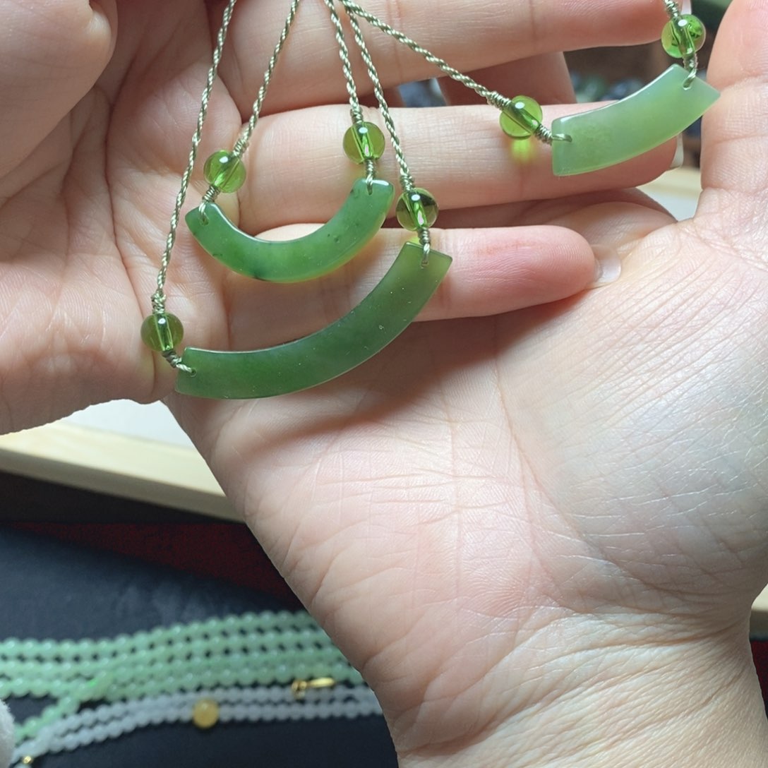 颈饰未镶嵌和田玉碧玉微笑链拍1发 1