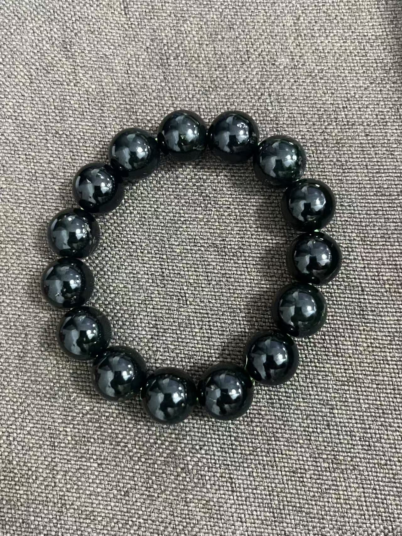 天然和田玉圆珠卡14手串11.5清货4