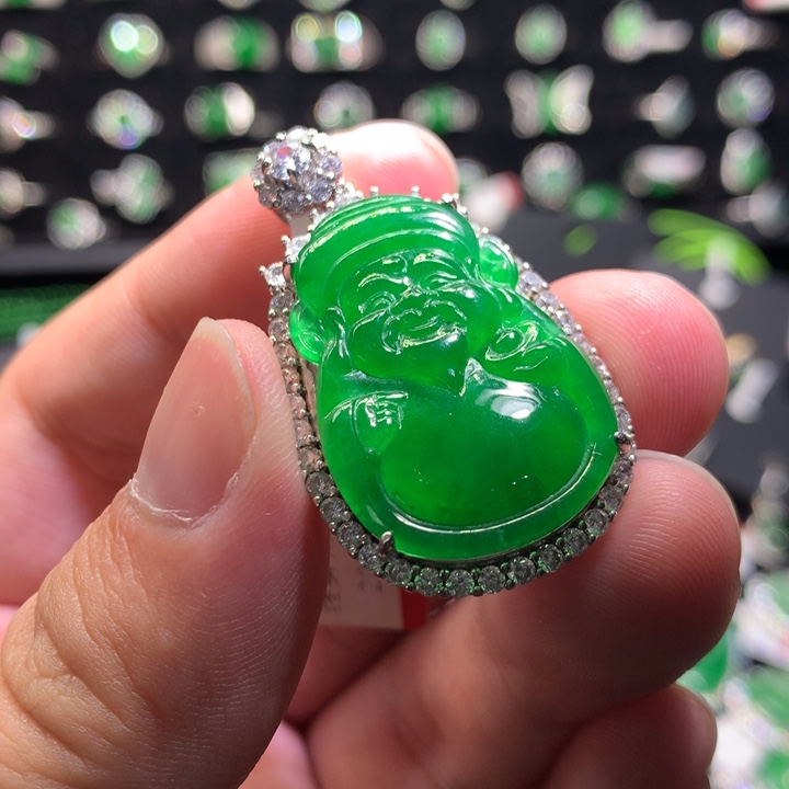 【闪购商品】翡翠颈饰银S925镶嵌财神爷