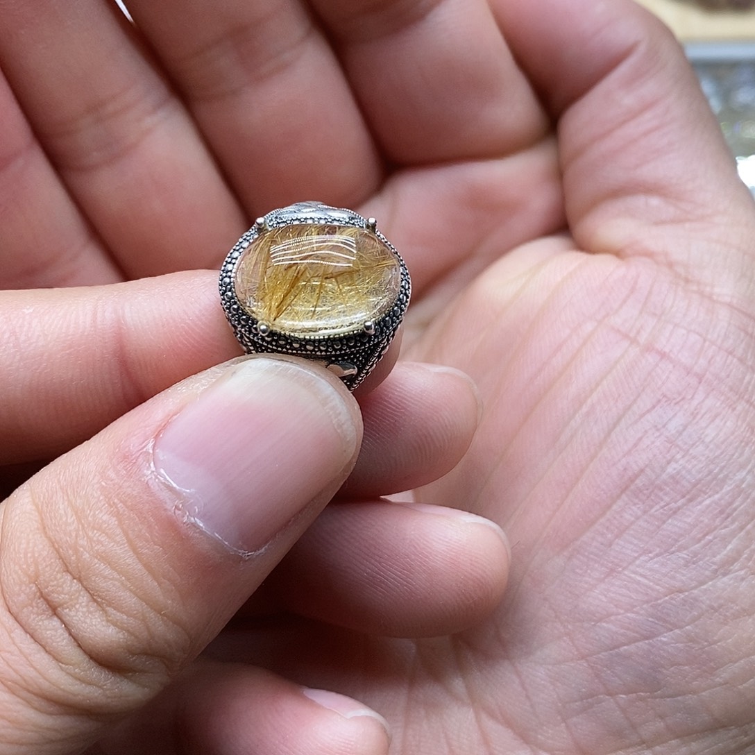 水晶戒指银S925镶嵌活口