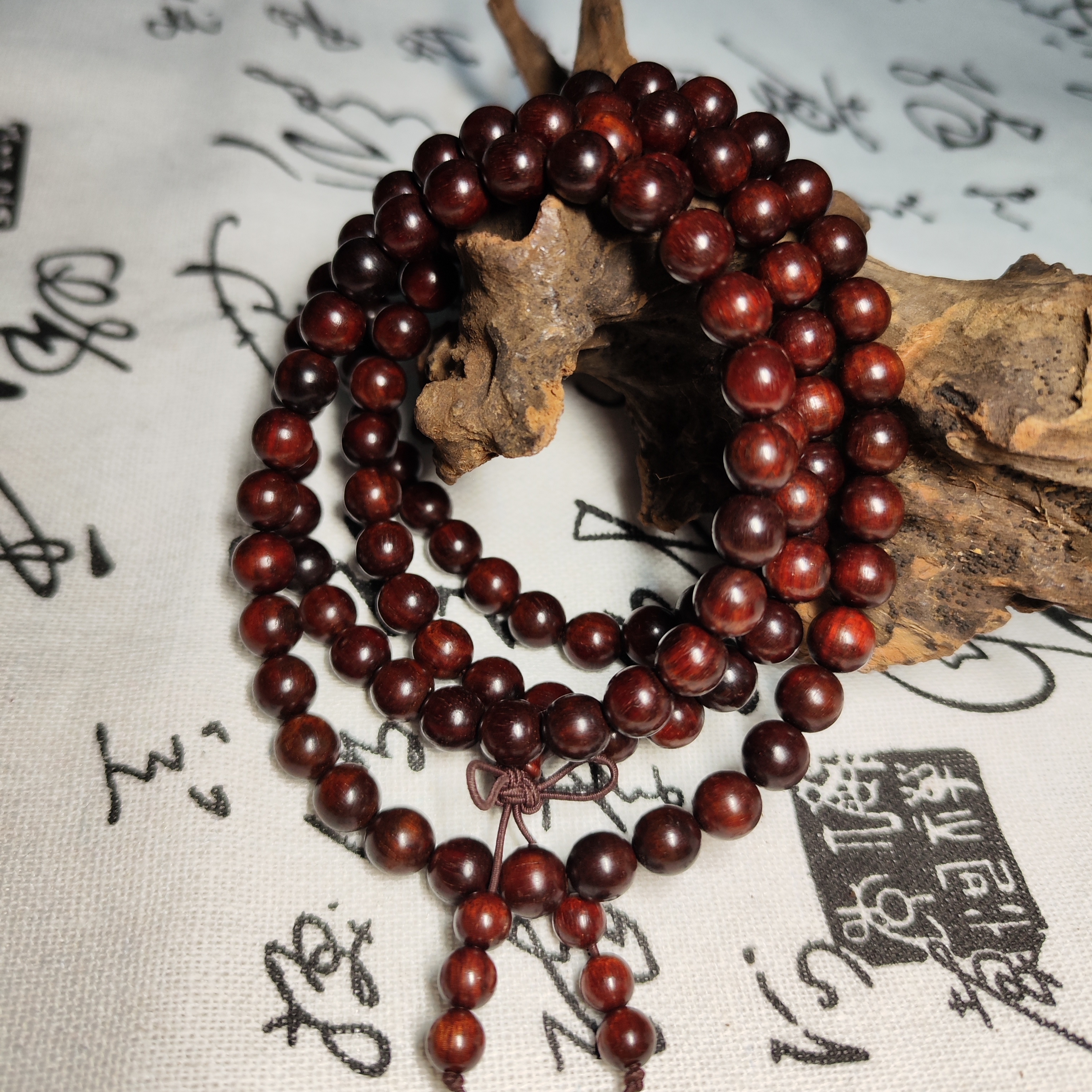 【老料】印度小叶紫檀0.8*108颗多圈（精工精料）