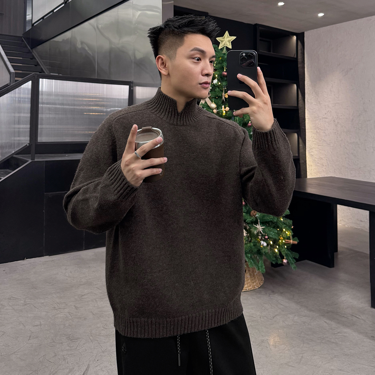 二十二号穿搭【新年小V设计款】冬季新款加厚保暖含羊毛针织衫毛衣