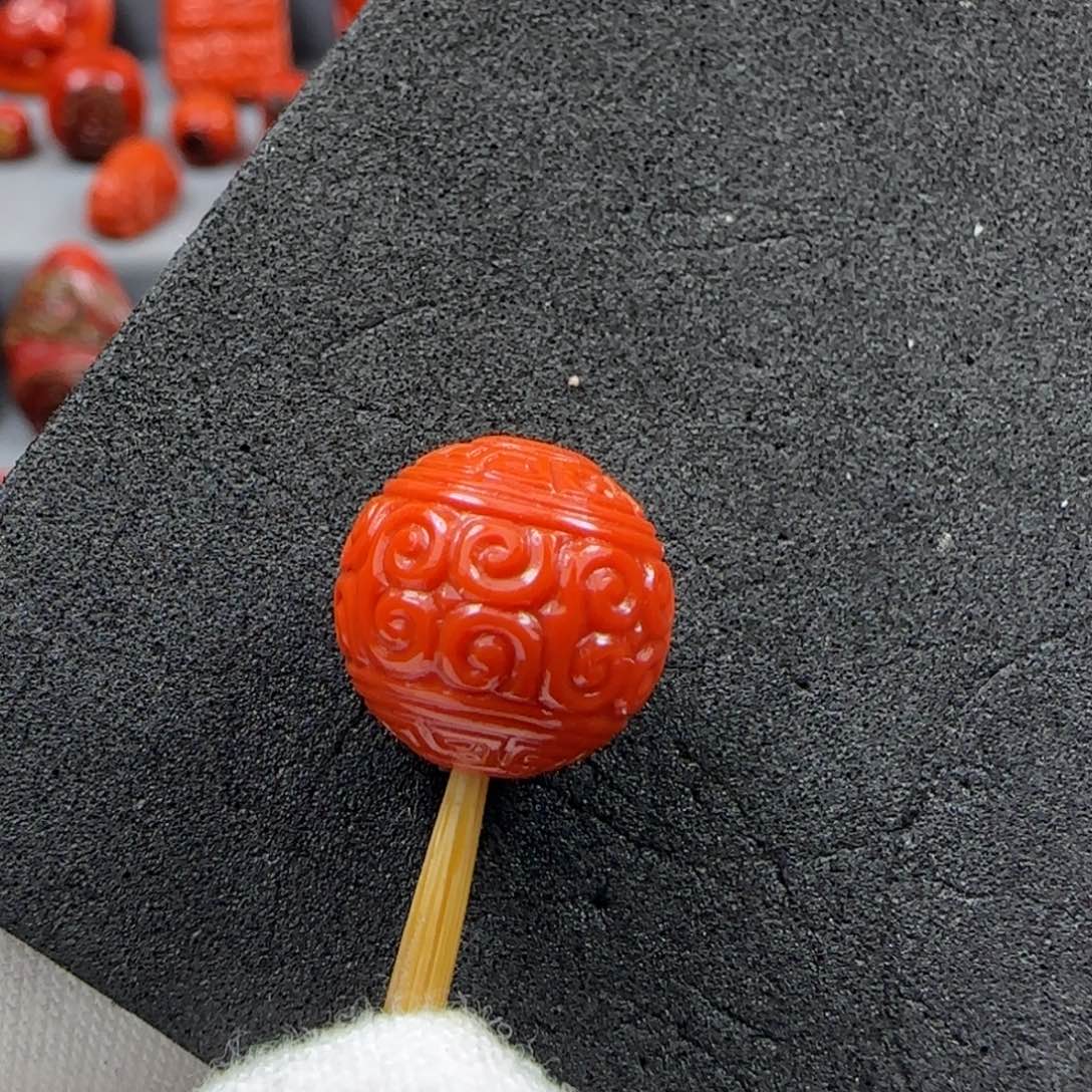 南红玛瑙未镶嵌回纹珠12.5