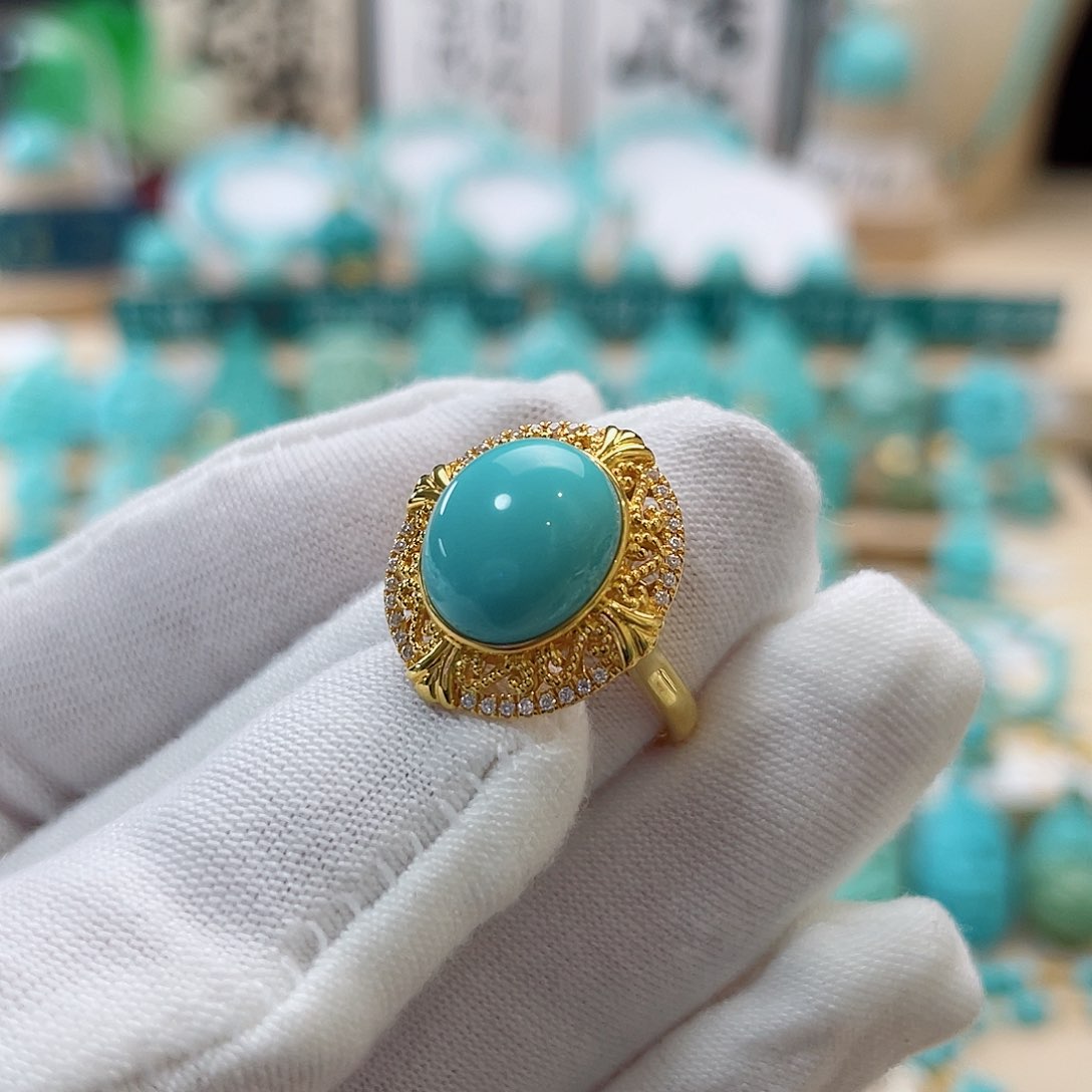 绿松石珠宝奇石18K金镶嵌