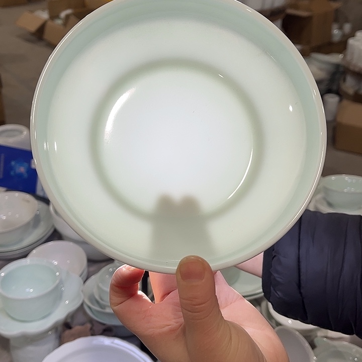 瓷片青玉泥青色7英寸窝盘两个包邮