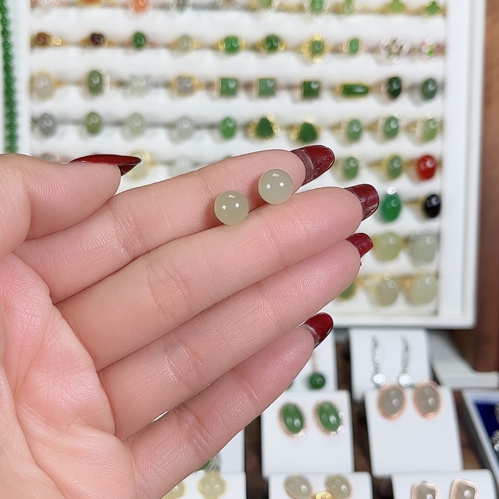 和田玉戒指银S925镶嵌