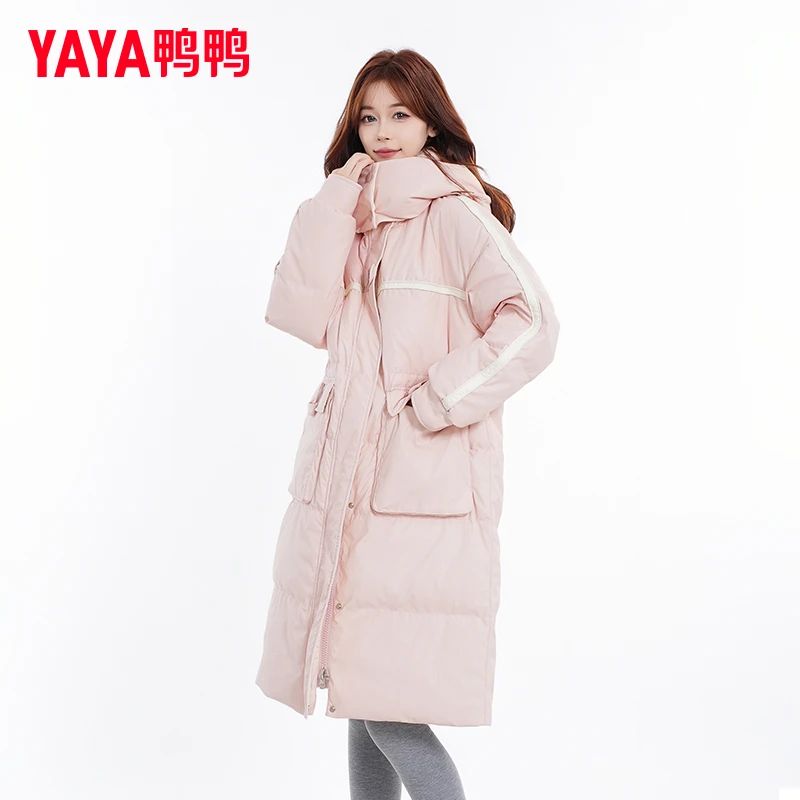  YAYA/鸭鸭羽绒服女长款时尚休闲风宽松设计感保暖外套