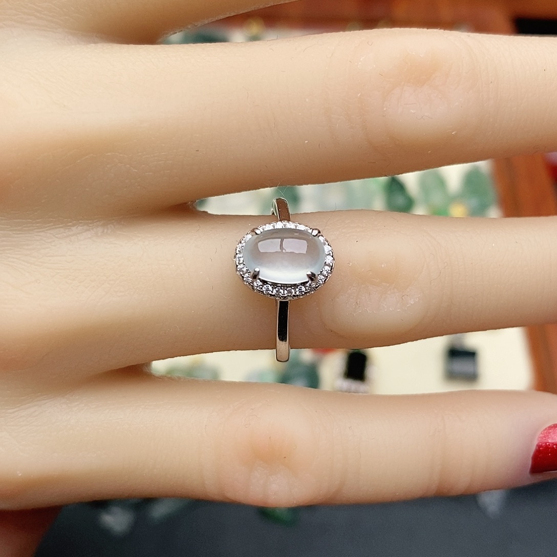 翡翠戒指银S925镶嵌我***你戒指