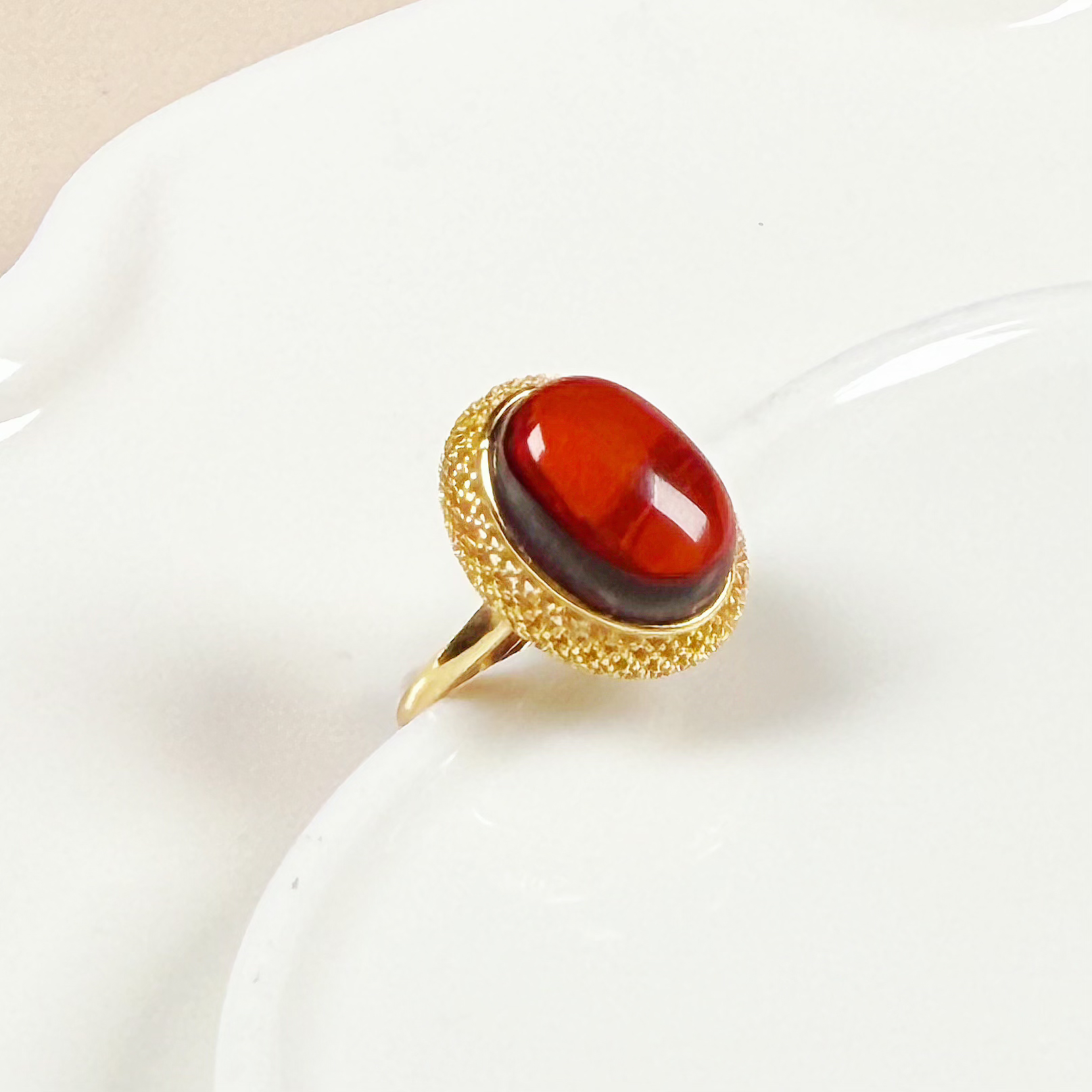 佳璐珠宝开播福利天然缅甸血珀原矿戒指鸽血红色