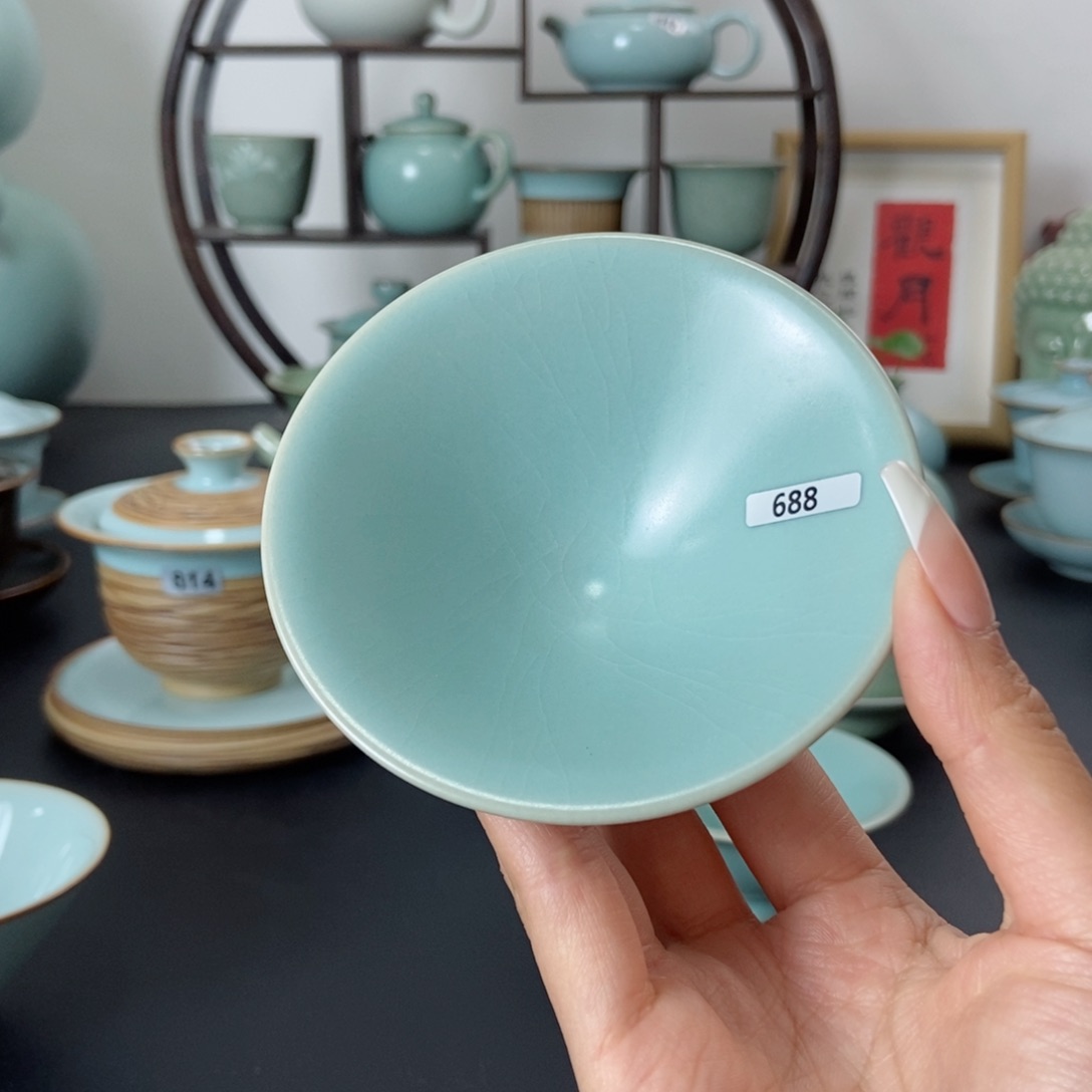 一级品仿古釉手工斗笠杯688号