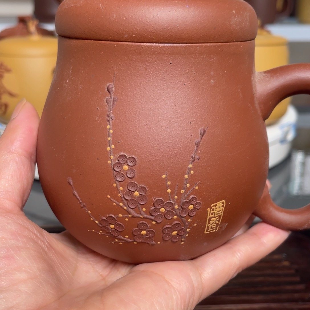 茶杯紫砂清水泥梅花杯