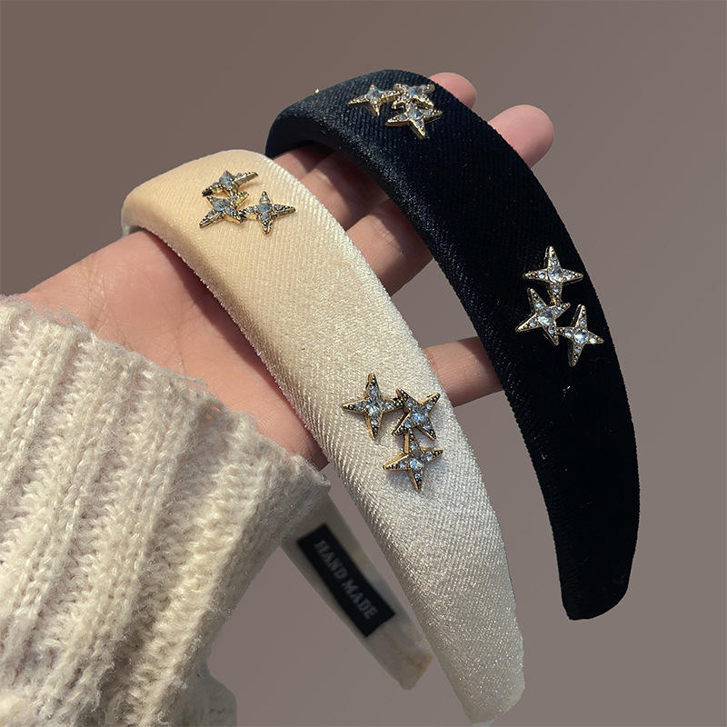 简约少女风镶钻轻奢法式女轻职风瑞丽风日韩宽边发箍