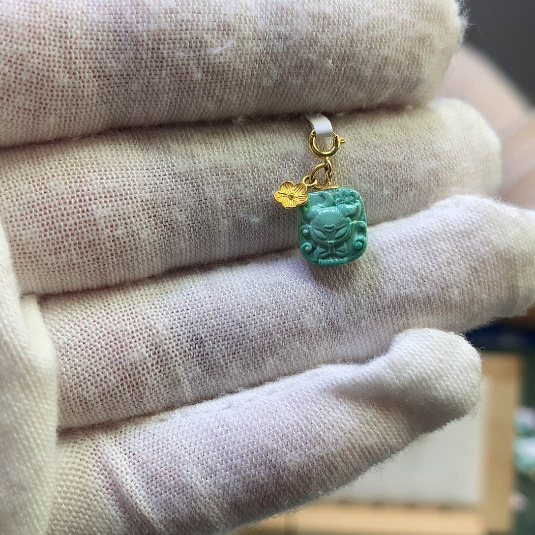 绿松石滴流18K金镶嵌