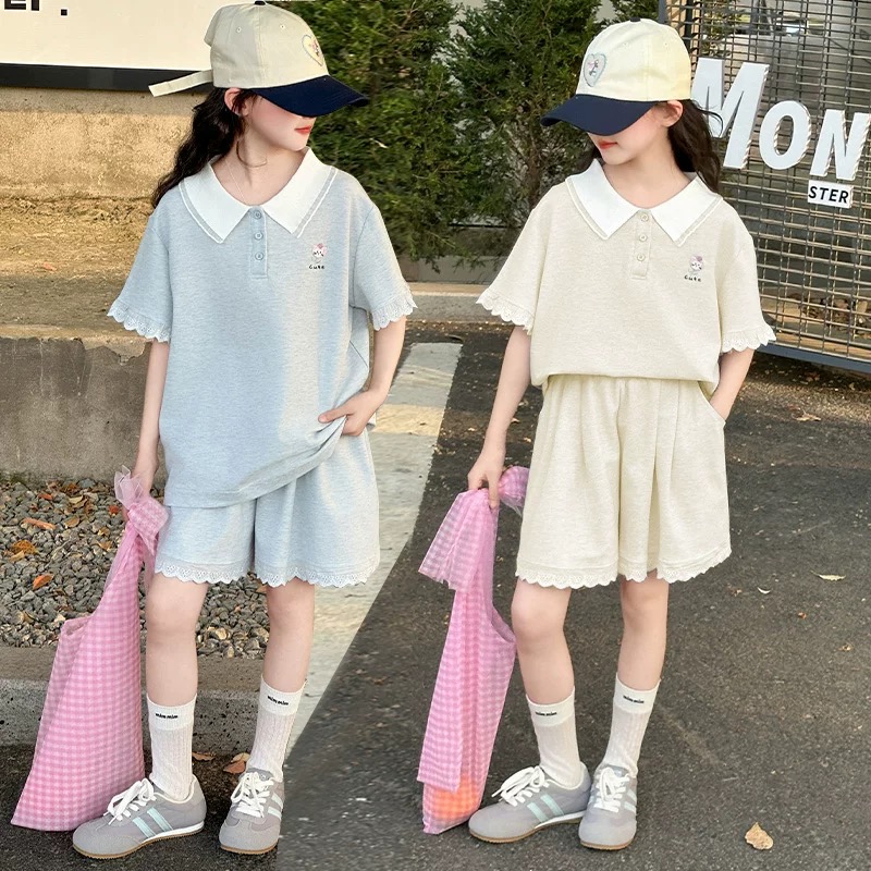 【清货】2025夏洋气学院风花边POLO领套装 D567 567 M