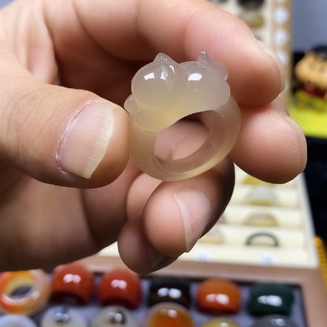 玛瑙/玉髓合金戒指港码128直径17.1