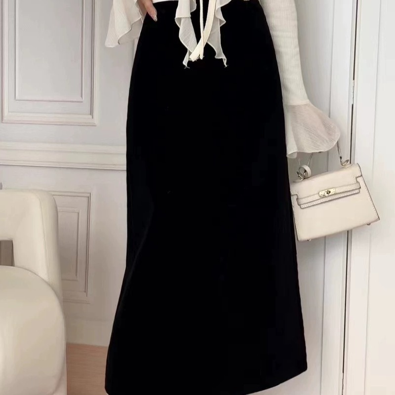 D30535南油爆款高腰毛呢半身裙