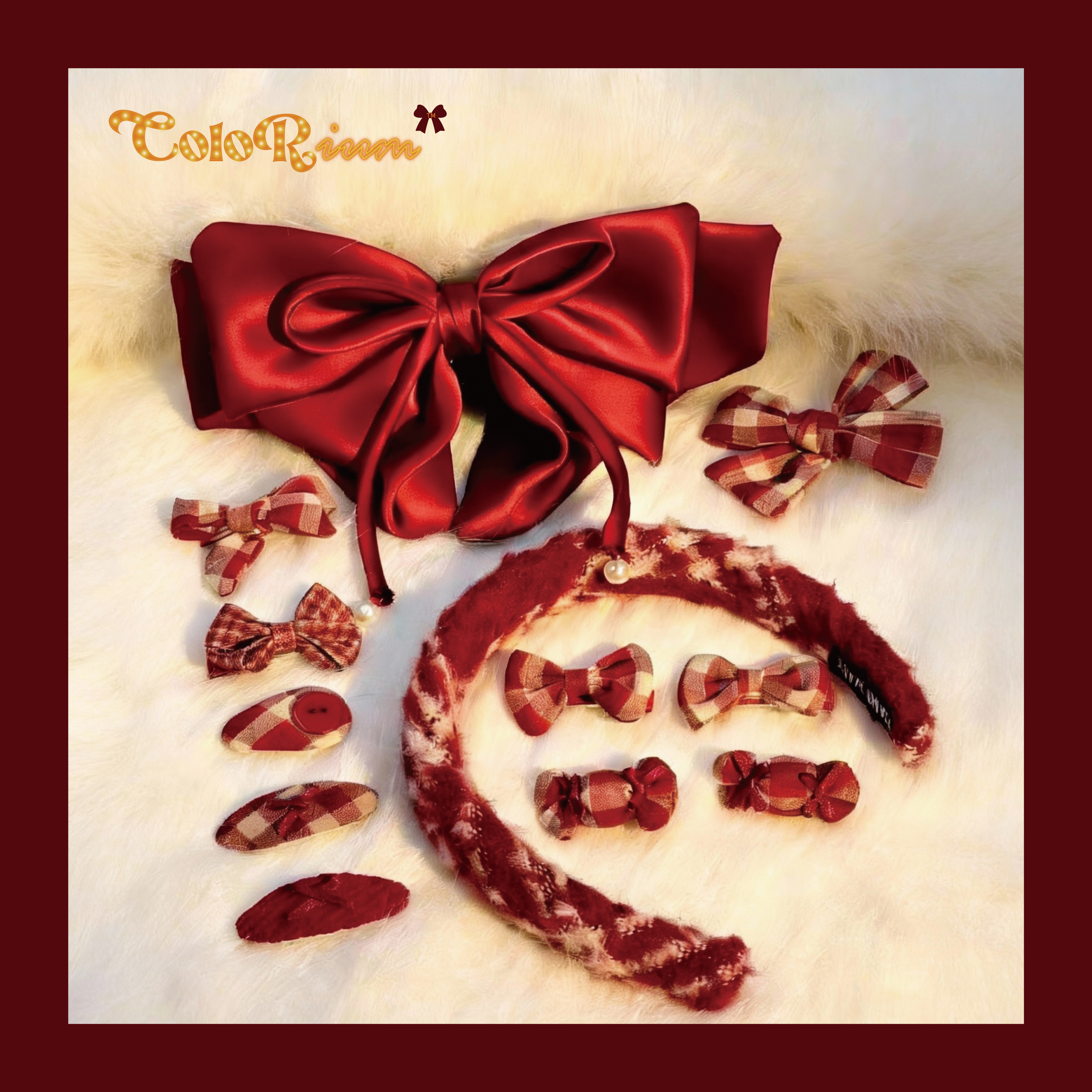 韩式红色秋冬季女生网红发饰/头饰ColoRium×田园糖果套装