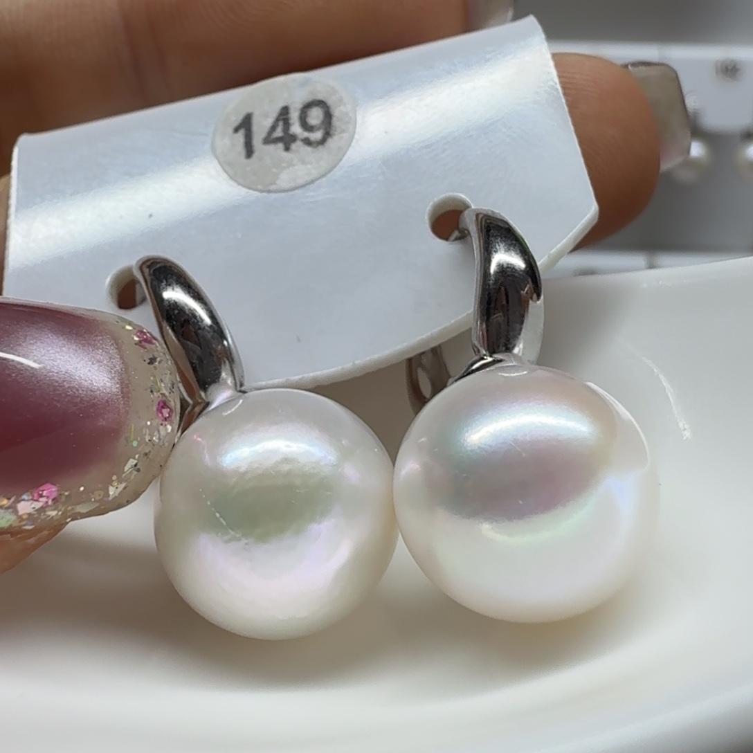 冬***1银S925镶嵌耳饰淡水珍珠珍珠12.6