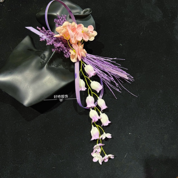 好柿｜395手作新中式洋气紫晨袍敬酒服饰品