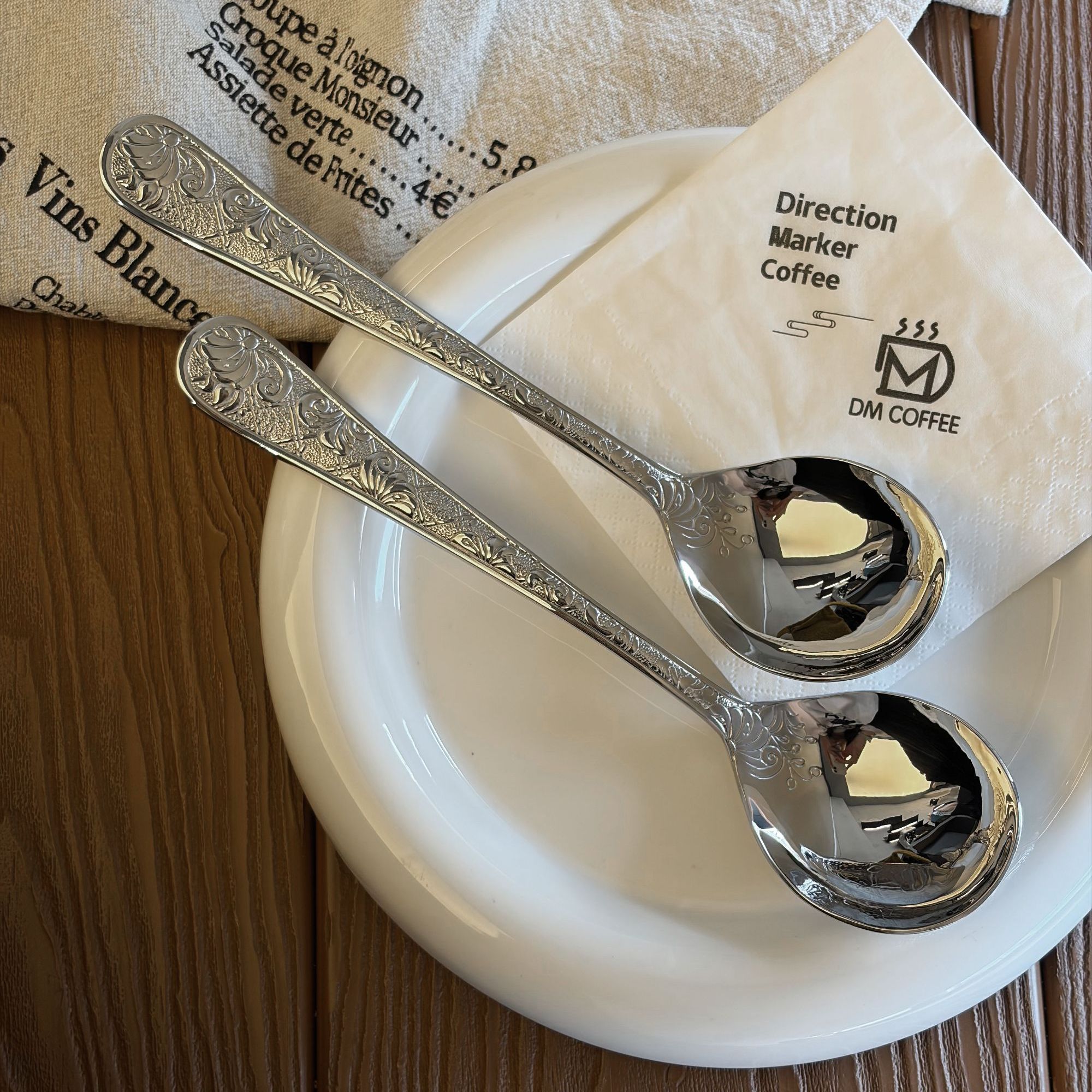 【两支装】18/10中式雕花勺大号不锈钢勺子家用精致长柄吃饭圆勺