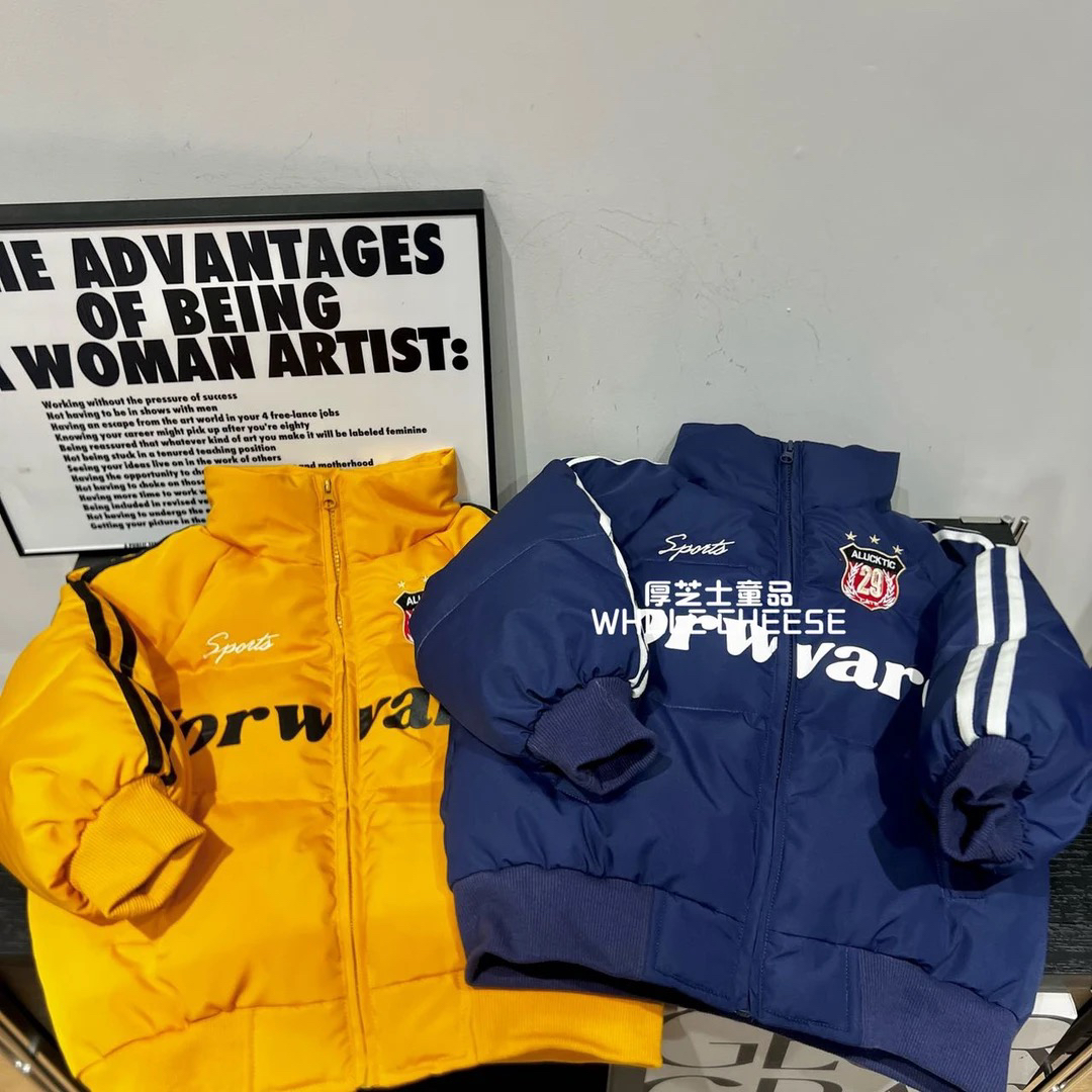 68178【冬日OOTD】冬季加厚棉服中小童高级显白保暖外套刺绣