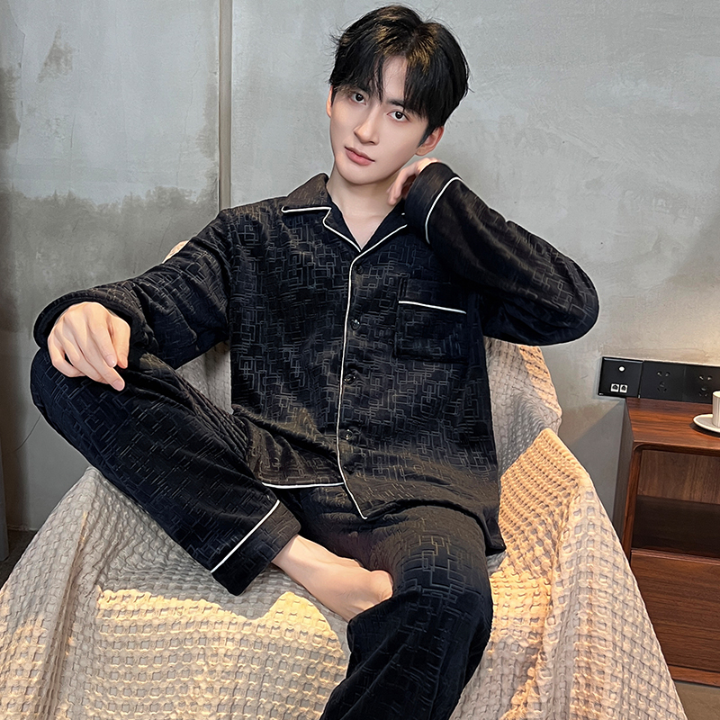 2025新款保暖家居服爆款睡衣套装男士加绒睡衣磨毛锁温德绒可外穿