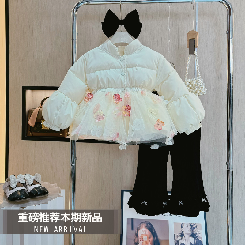 【现货】女童棉服外套新冬季加绒加厚女宝洋气时尚小女孩冬装两件套