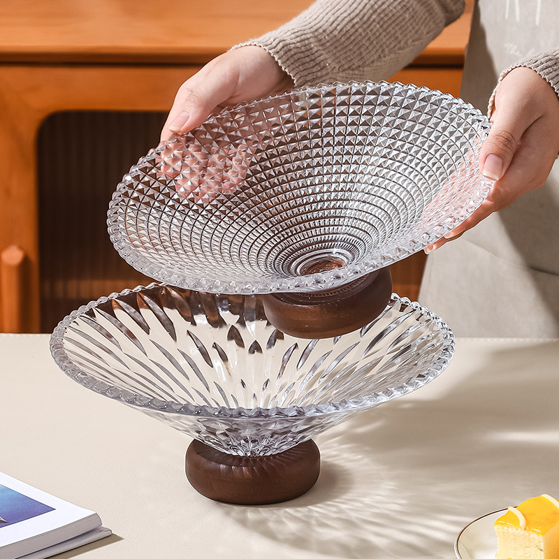 高档简约水果盘客厅家用法式玻璃糖果茶几高颜值零食收纳摆放Q
