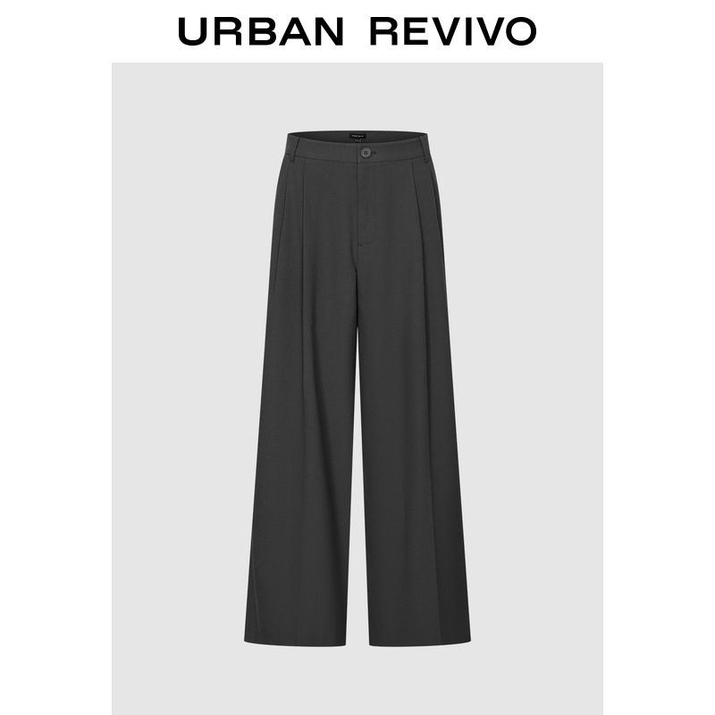 UR2025秋季新款女装简约气质纯色百搭高腰阔腿裤UWM650119