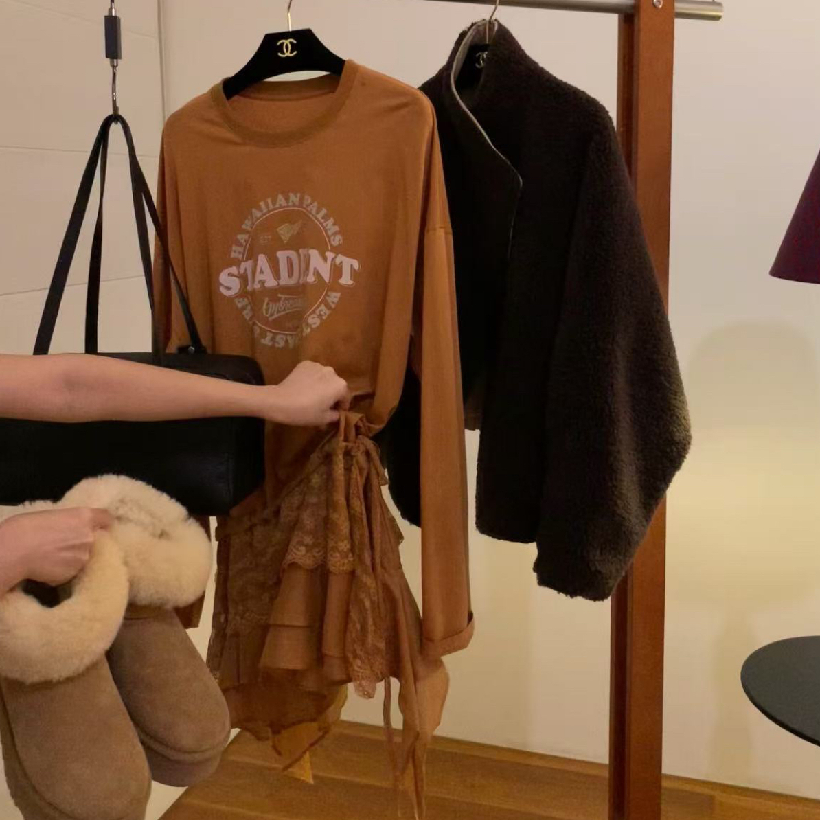 “巧克力威化 氛围感的一套”两面穿厚款百搭外套～