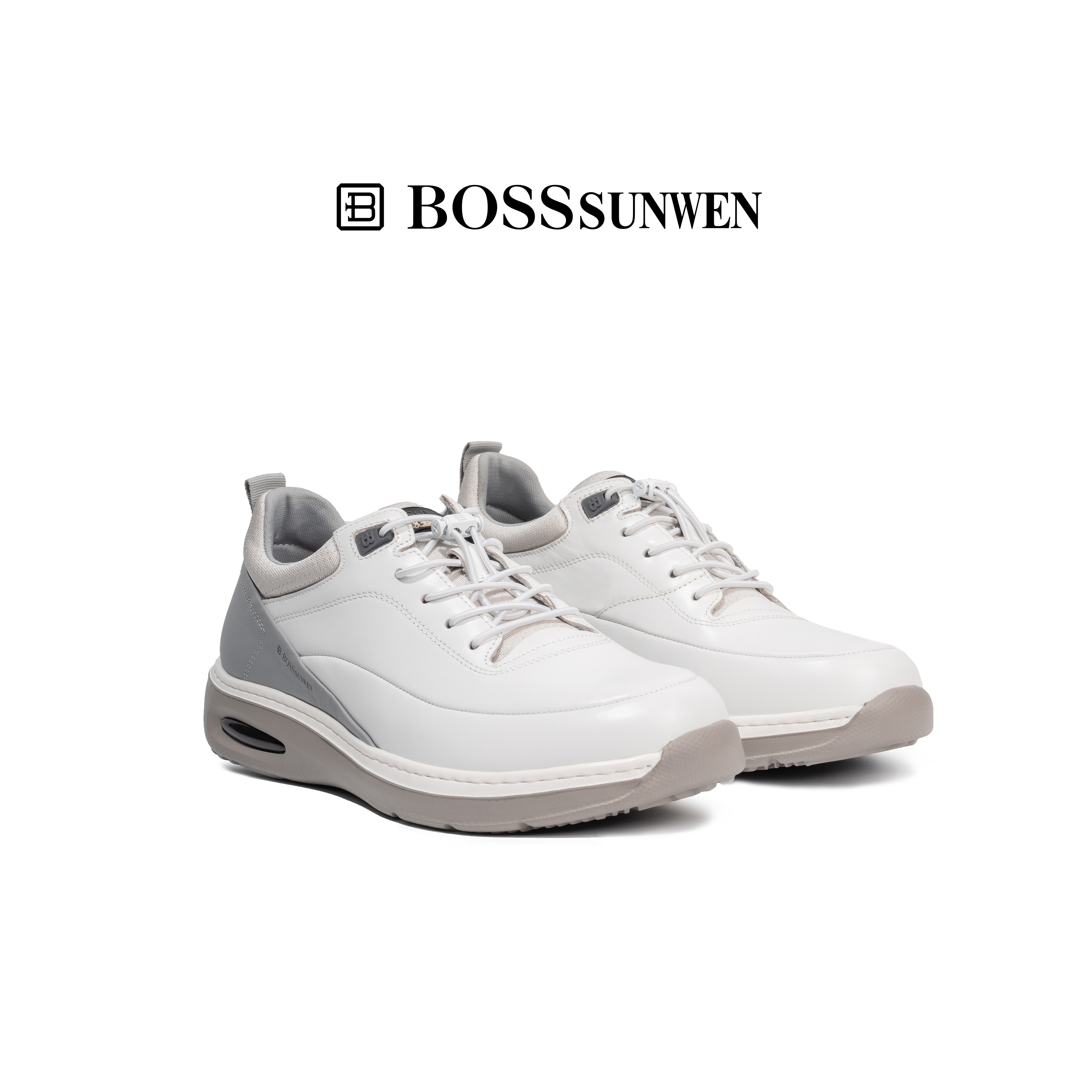 BOSSSUNWEN/博斯绅威素面纯色商务风时尚休闲鞋皮鞋男鞋单鞋