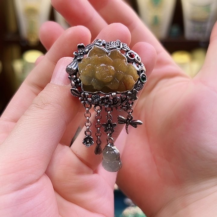 翡翠戒指银S925镶嵌戒指