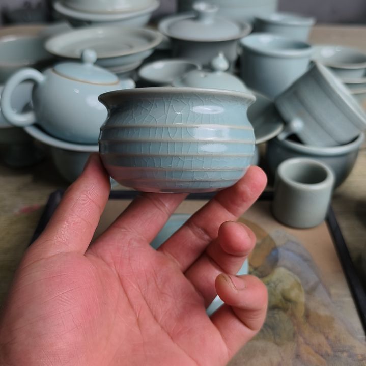 杯微瑕仿古釉汝瓷玄纹主人杯