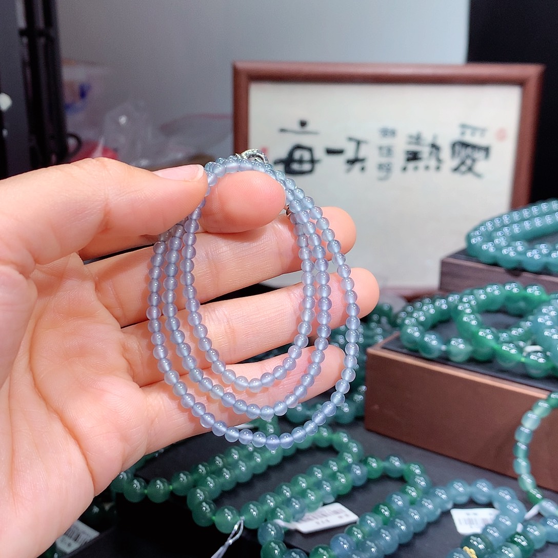 用***6翡翠未镶嵌手链天然a货翡翠项链3.5
