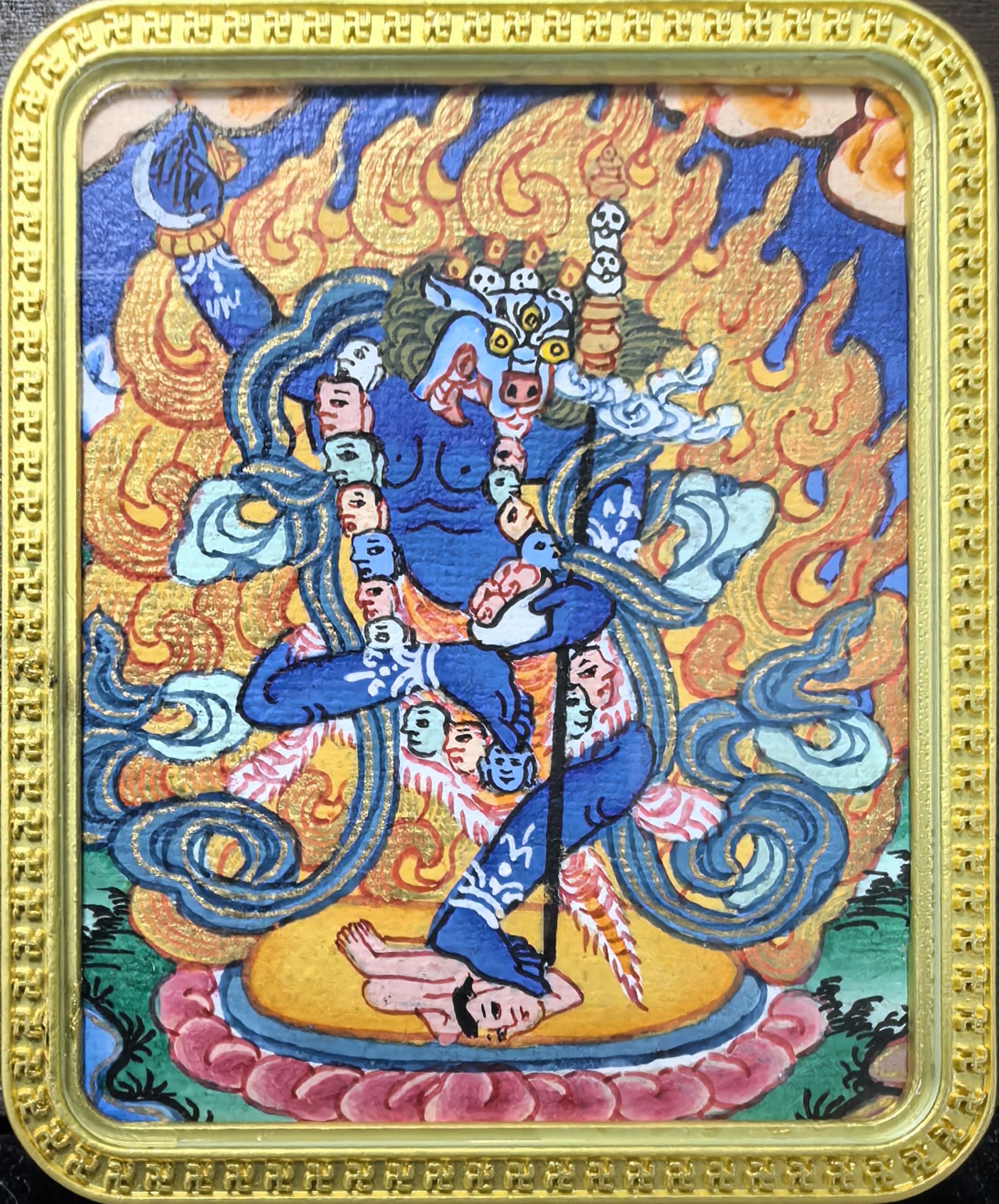 狮面空行母纯手绘唐卡矿物颜料大昭S吊坠开开