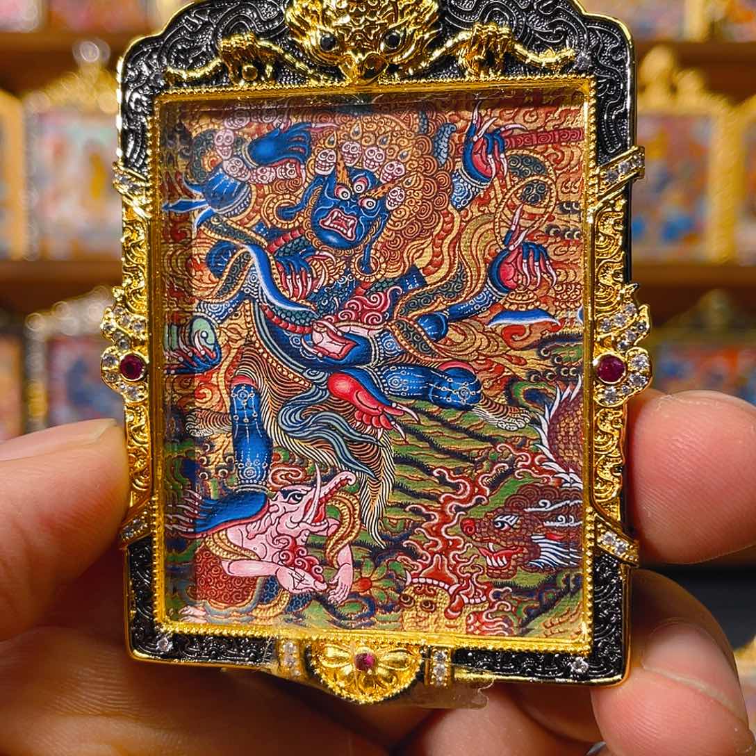 六臂大黑天热贡唐卡