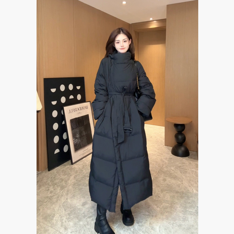 【唐雪莹】秋冬新款韩版宽松大摆百搭时尚潮流白鸭长款外套女8882