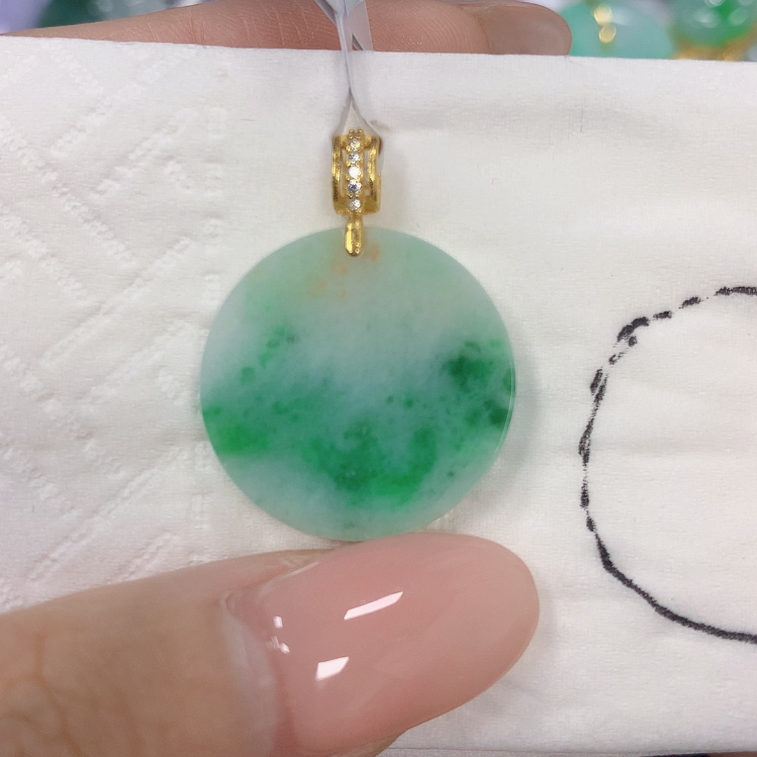 颈饰银S925镶嵌翡翠天然缅甸A货翡翠百元以上9米证书费自理