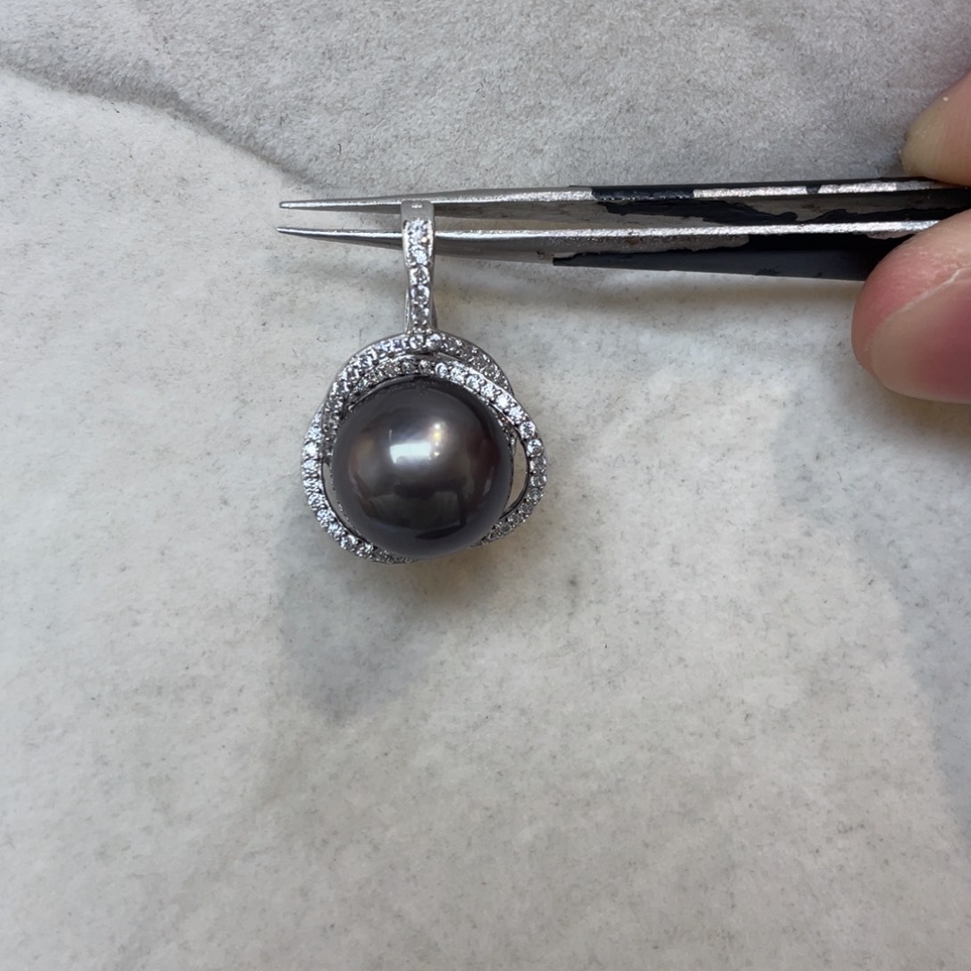 吊坠(不含链)银S925镶嵌海水珍珠