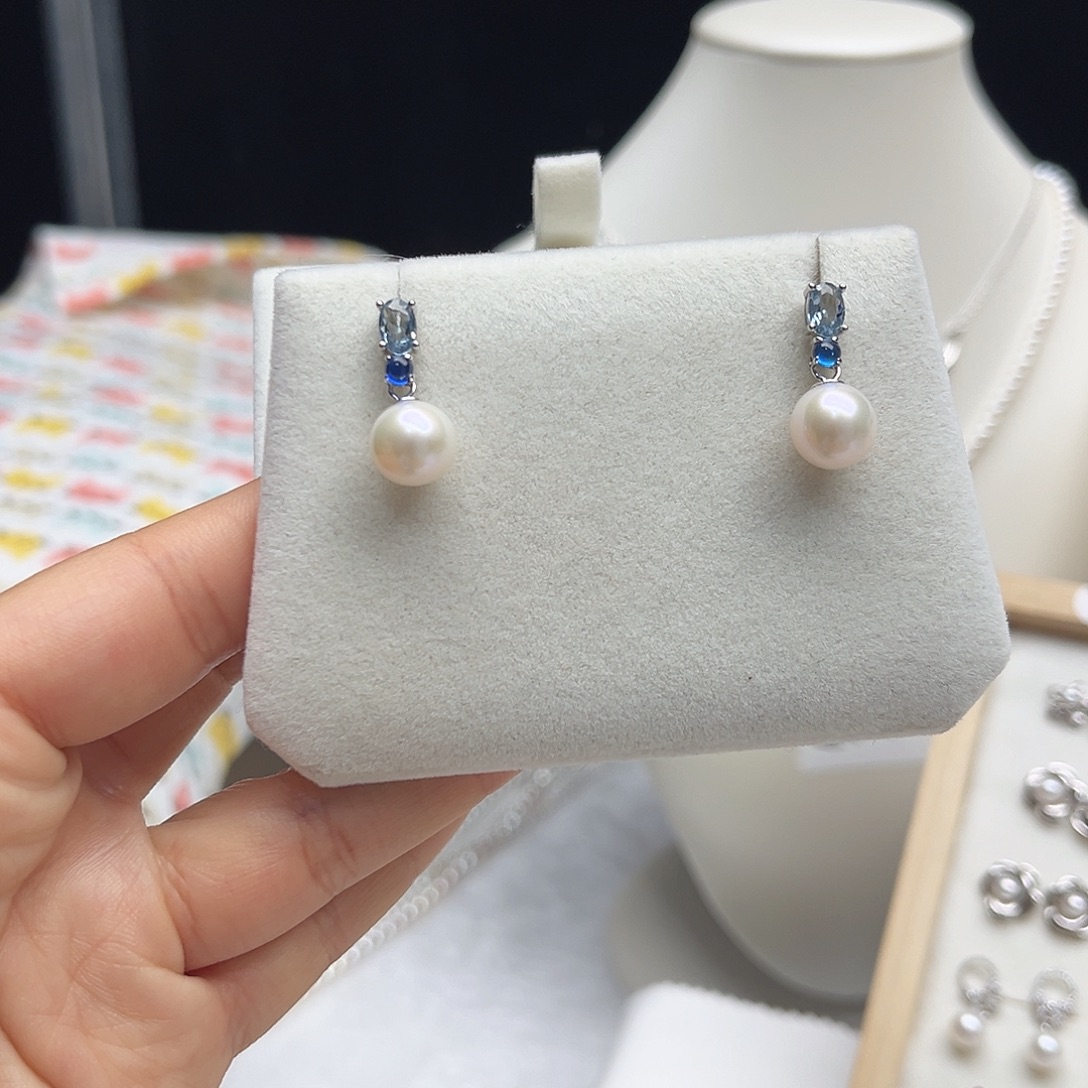 淡水珍珠耳饰银S925镶嵌