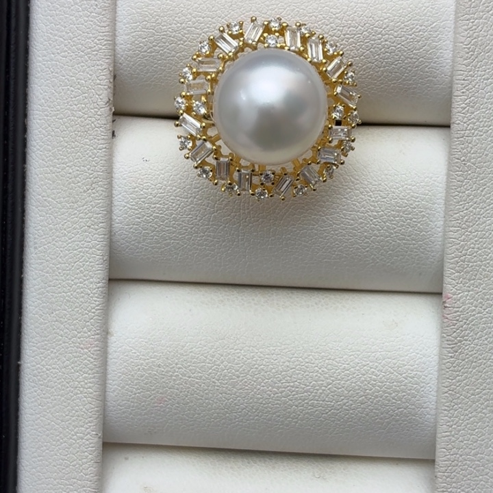 银S925镶嵌海水珍珠戒指