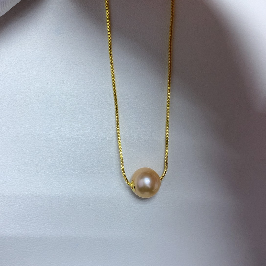 淡水珍珠18K金镶嵌吊坠(不含链)9-10